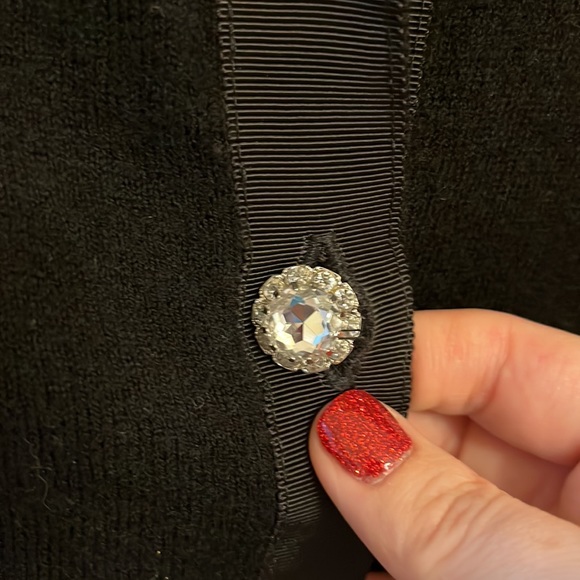 Kate Spade Rhinestone button cardigan, black, XS - Picture 3 of 4
